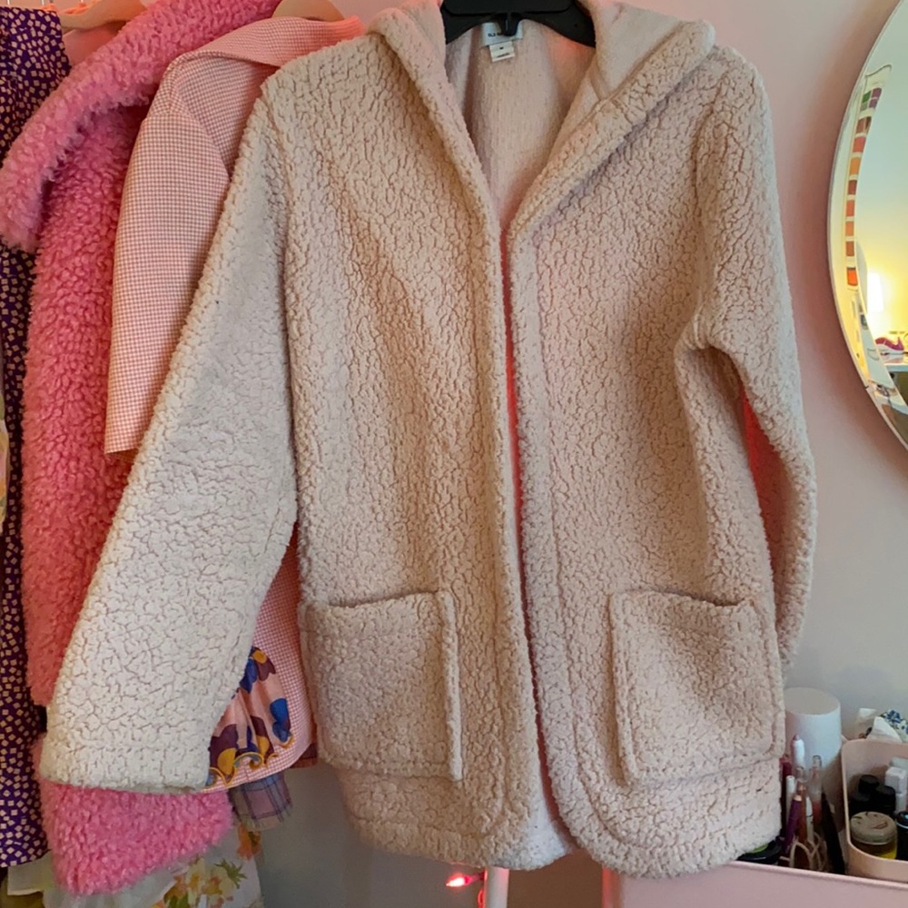 old navy sherpa pink sleep coat